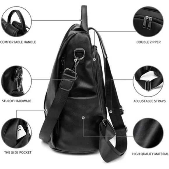 Women Backpack Purse Waterproof Nylon Anti-theft Rucksack Lightweight Shoulder - Picture 8 of 9